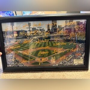 Framed Pittsburgh Pirates Stadium Photo with Gold Signatures